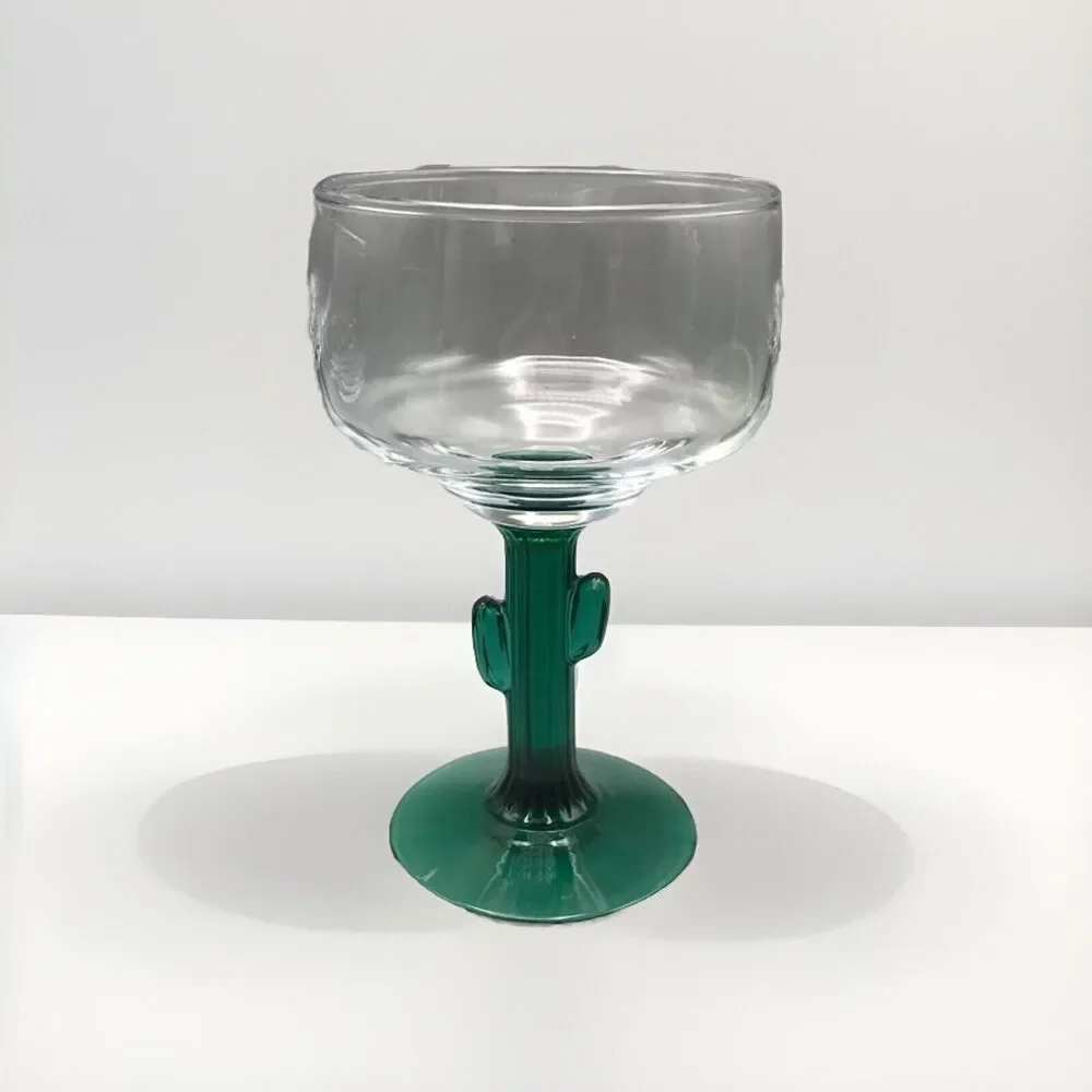 Lot Of 4 Libbey Cactus Clear Glass Green Stemware 12oz Margarita Bar ware - Picture 2 of 3